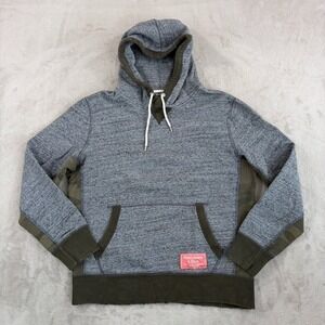Vintage Abercrombie Fitch Hoodie Men Medium Grey Army Y2K Pullover Distressing